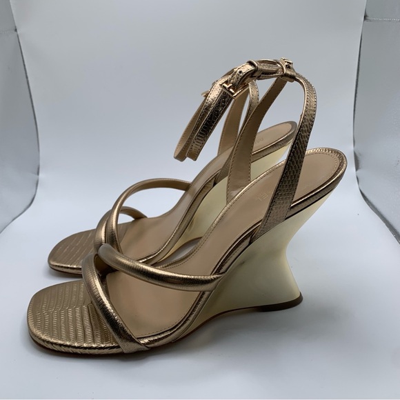 NWB Michael Kors Nadina Metallic Lizard Embossed Leather Wedge Sandal 8.5M 1893 - Picture 5 of 11